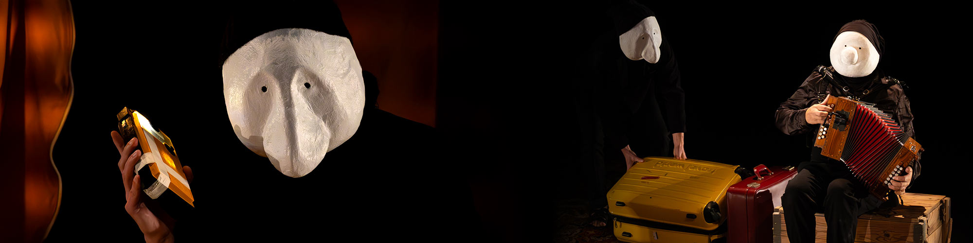 Objet mis en lumière représentant un personnage réfugié dans une atmosphère suspendue.